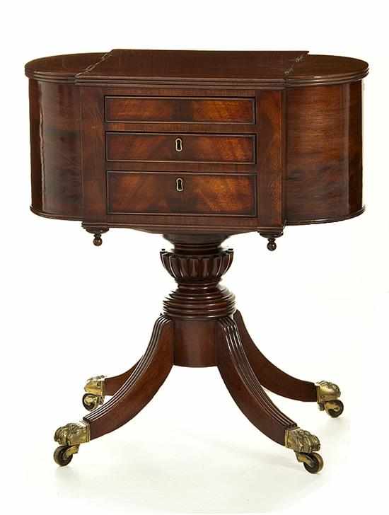 Appraisal: Baltimore Classical mahogany worktable possibly William Camp circa rectangular top