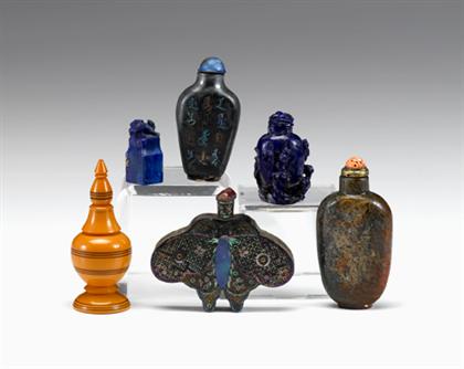 Appraisal: Five Chinese snuff bottles and six table items qing dynasty