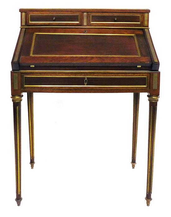 Appraisal: th C Louis XVI style ladies desk mahogany slant lid