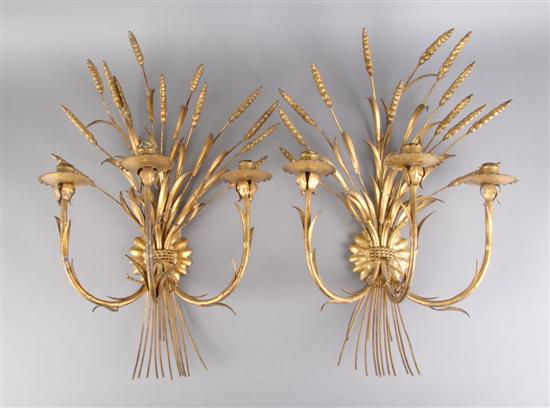 Appraisal: A Pair of Tole Gilt Appliques Height inches