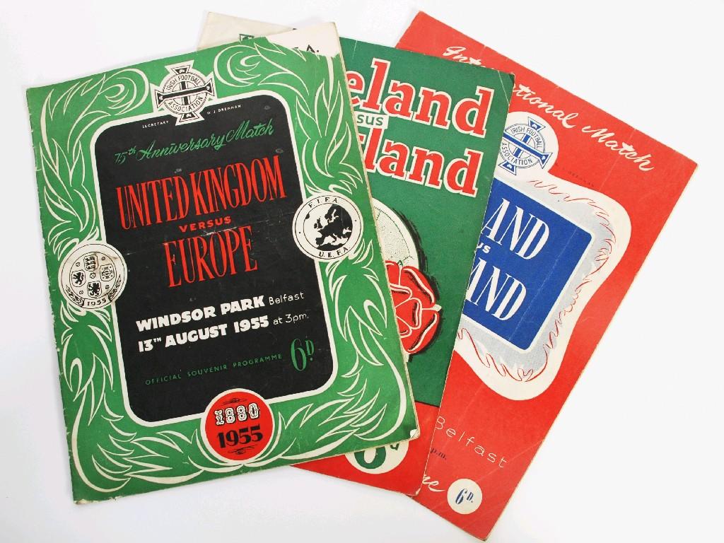 Appraisal: THREE INTERNATIONAL MATCH PROGRAMMES Northern Ireland v England at Windsor