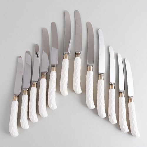 Appraisal: SET OF TWELVE ENGLISH PORCELAIN HANDLED DINNER KNIVES AND TWELVE