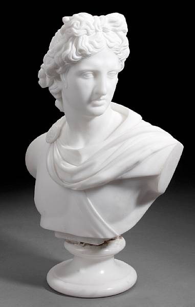 Appraisal: An Italian marble bust of the Apollo Belvedere early th