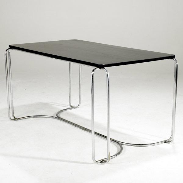 Appraisal: GILBERT ROHDE Attr Dining table and tubular chromed steel and