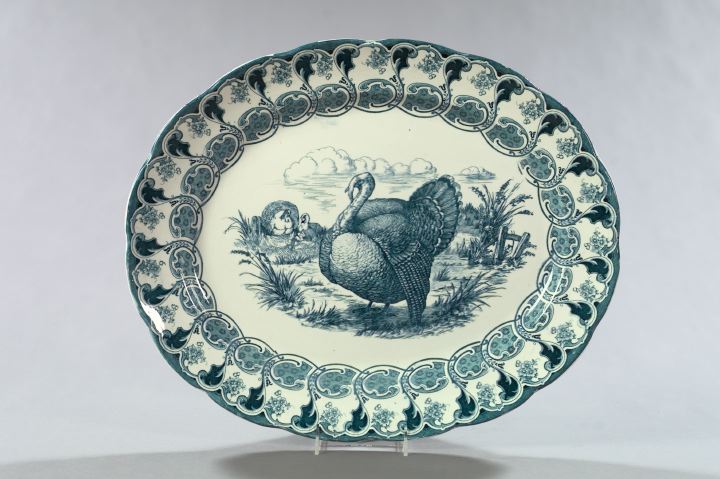 Appraisal: Large and Attractive Bishop and Stonier Staffordshire Teal Transfer-Printed Pottery