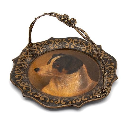 Appraisal: An English Jack Russell Dog Portrait Painted Papier Mache Dish