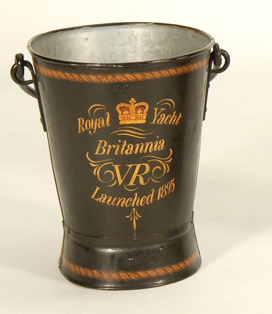 Appraisal: HAND-PAINTED SHIP'S DECK BUCKET th CenturyThe British Royal Yacht Britannia