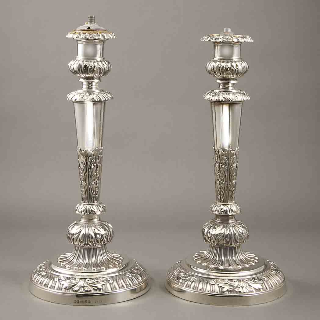 Appraisal: Set of Four George III Silver Candlesticks Matthew Bolton Birmingham