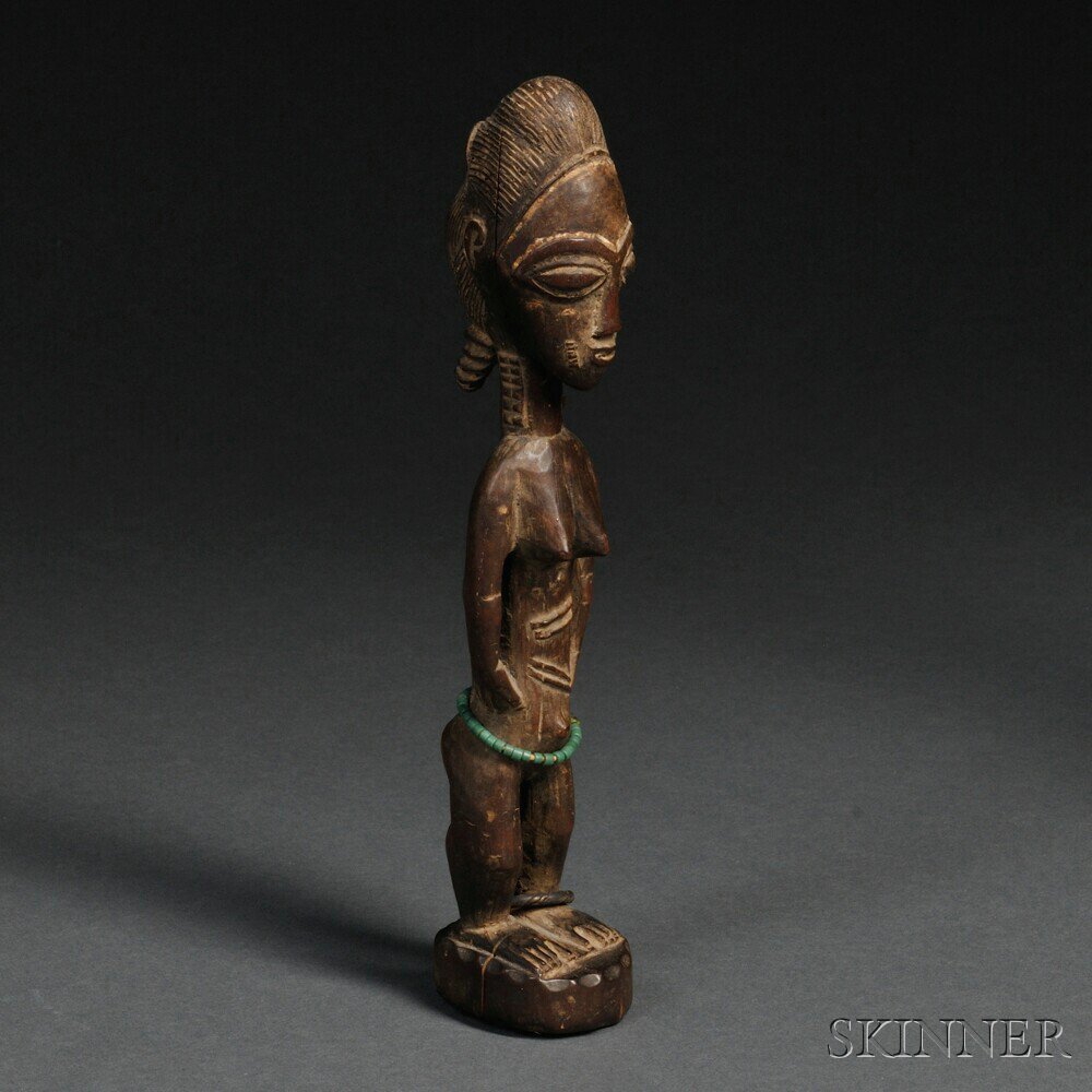 Appraisal: Baule Carved Wood Female Figure standing on a base with