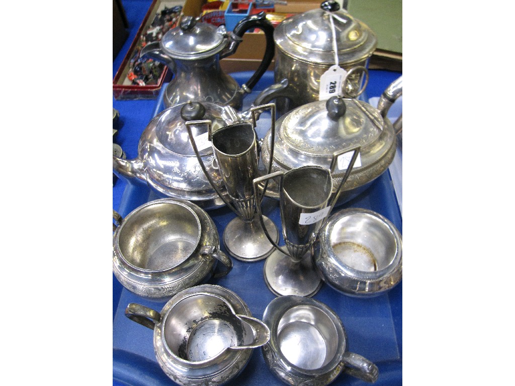 Appraisal: Tray lot of EP - Tea services vases etc