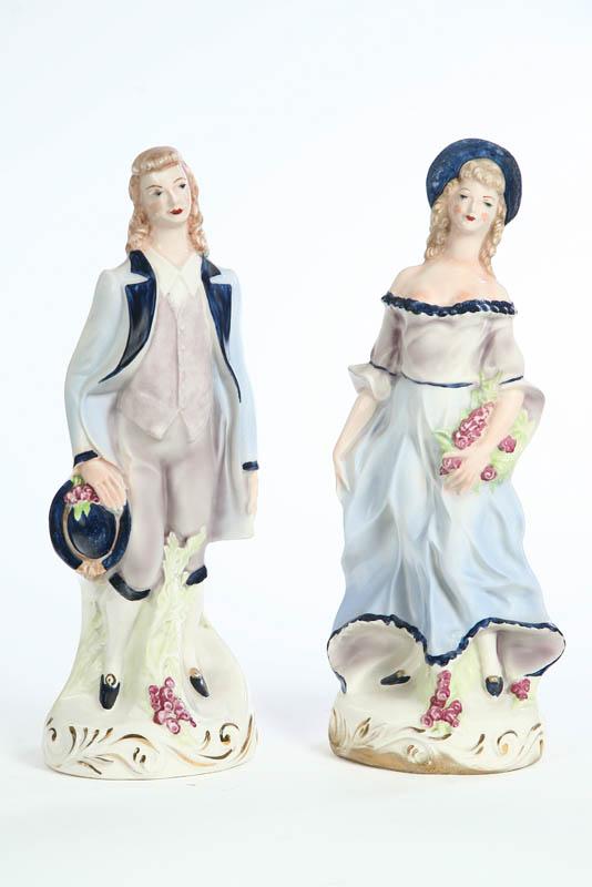 Appraisal: TWO CORDEY FIGURES Porcelain man and woman in blue garb