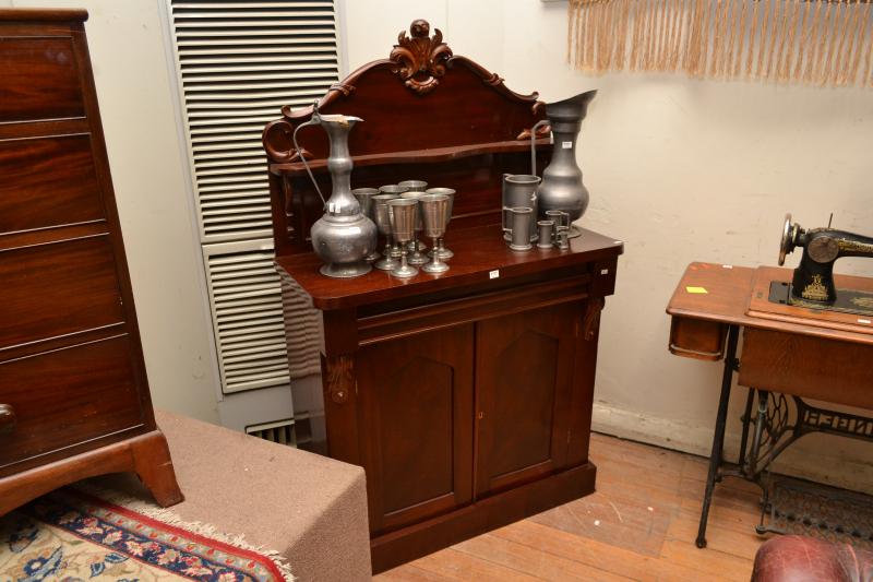 Appraisal: A SMALL MAHOGANY VICTORIAN TWO DOOR CHIFFONIER A SMALL MAHOGANY