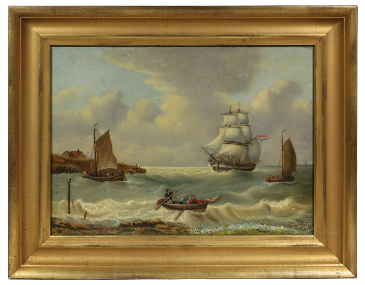 Appraisal: TH C DUTCH SEASCAPE WITH SHIP AND BOATS SIGNED 'DONNAT'