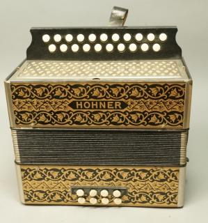 Appraisal: HOHNER German Wood Cased Accordion Black wood ca HOHNER German