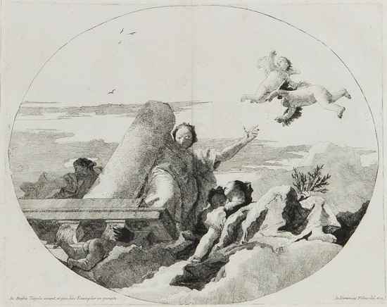 Appraisal: Giovanni Domenico Tiepolo - Fortitude and Peace etching on laid