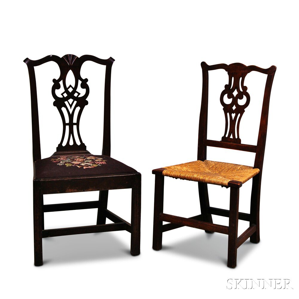 Appraisal: Two Chippendale Carved Side Chairs America second half th century