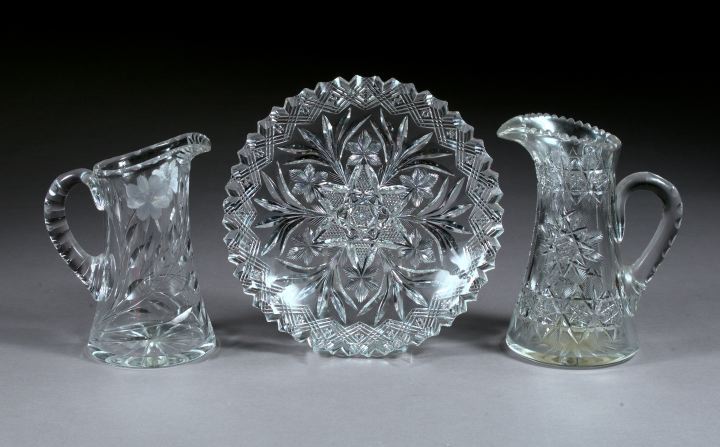 Appraisal: Three Pieces of American Cut Glass including an attractive Brilliant-cut