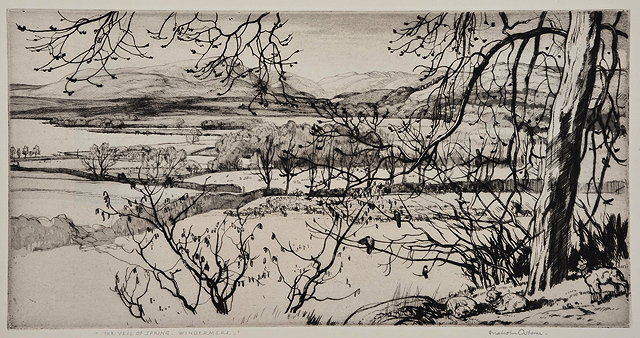 Appraisal: MALCOLM OSBORNE - 'The Veil of Spring Windermere' etching pencil