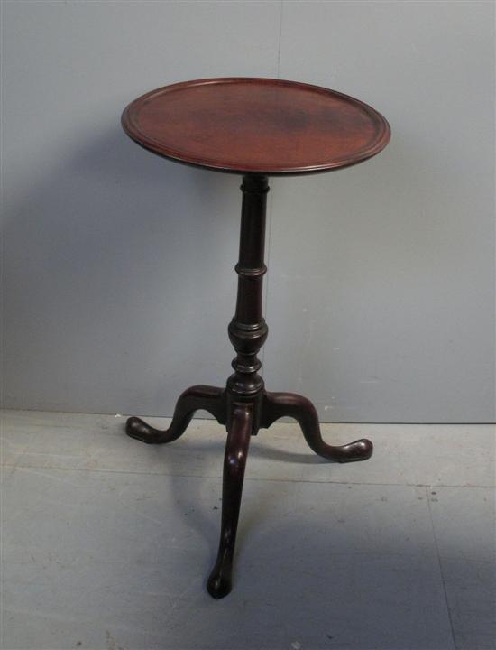 Appraisal: th mahogany round table on turned column support and tripod