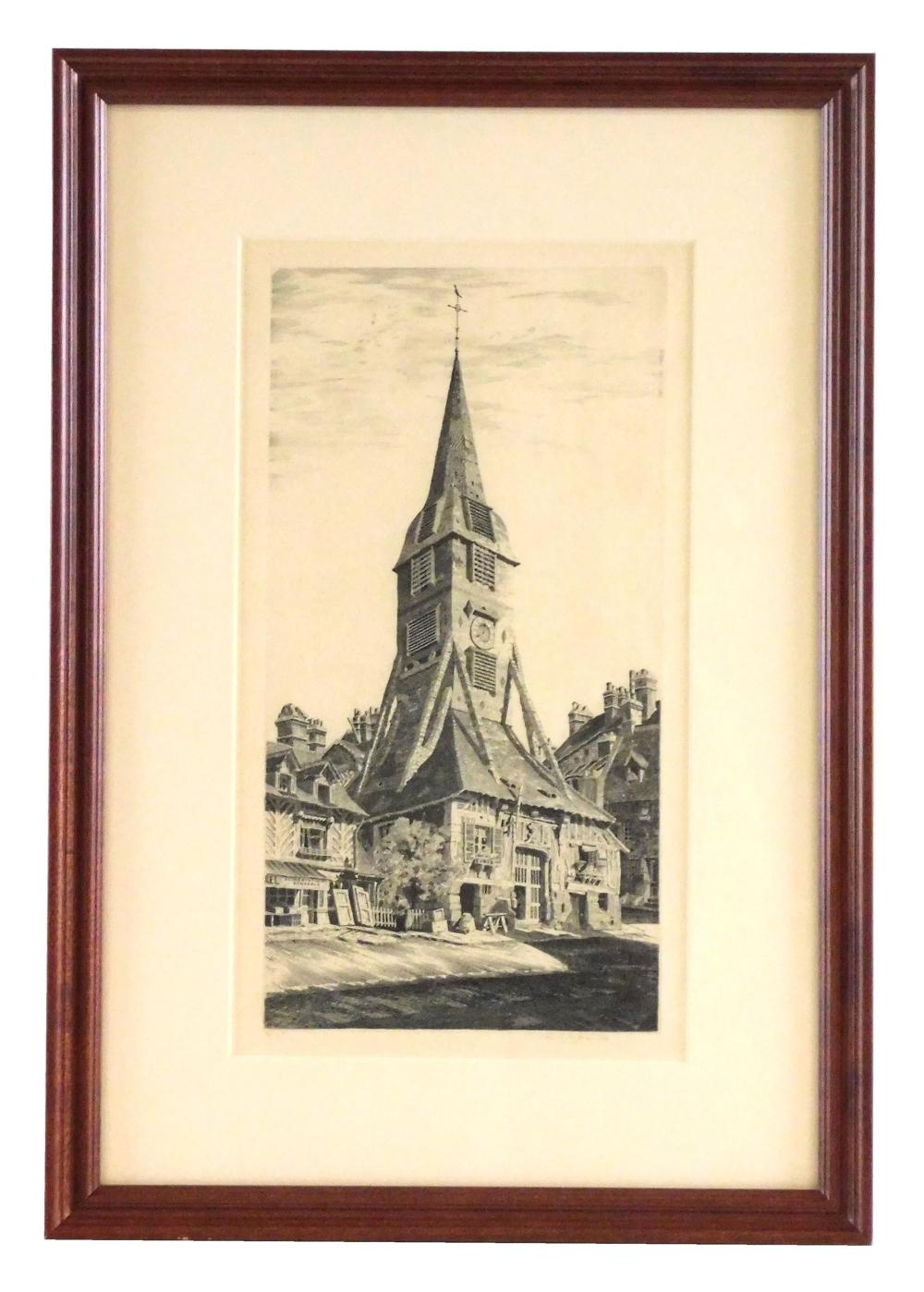 Appraisal: John Taylor Arms American - etching of a clock tower