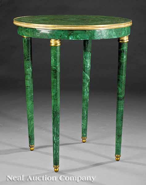 Appraisal: A Fine Continental Neoclassical Malachite and Bronze Gu ridon th