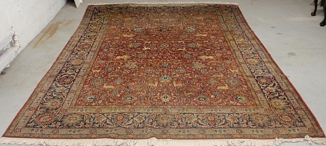 Appraisal: - Tabriz oriental carpet c with a red field and