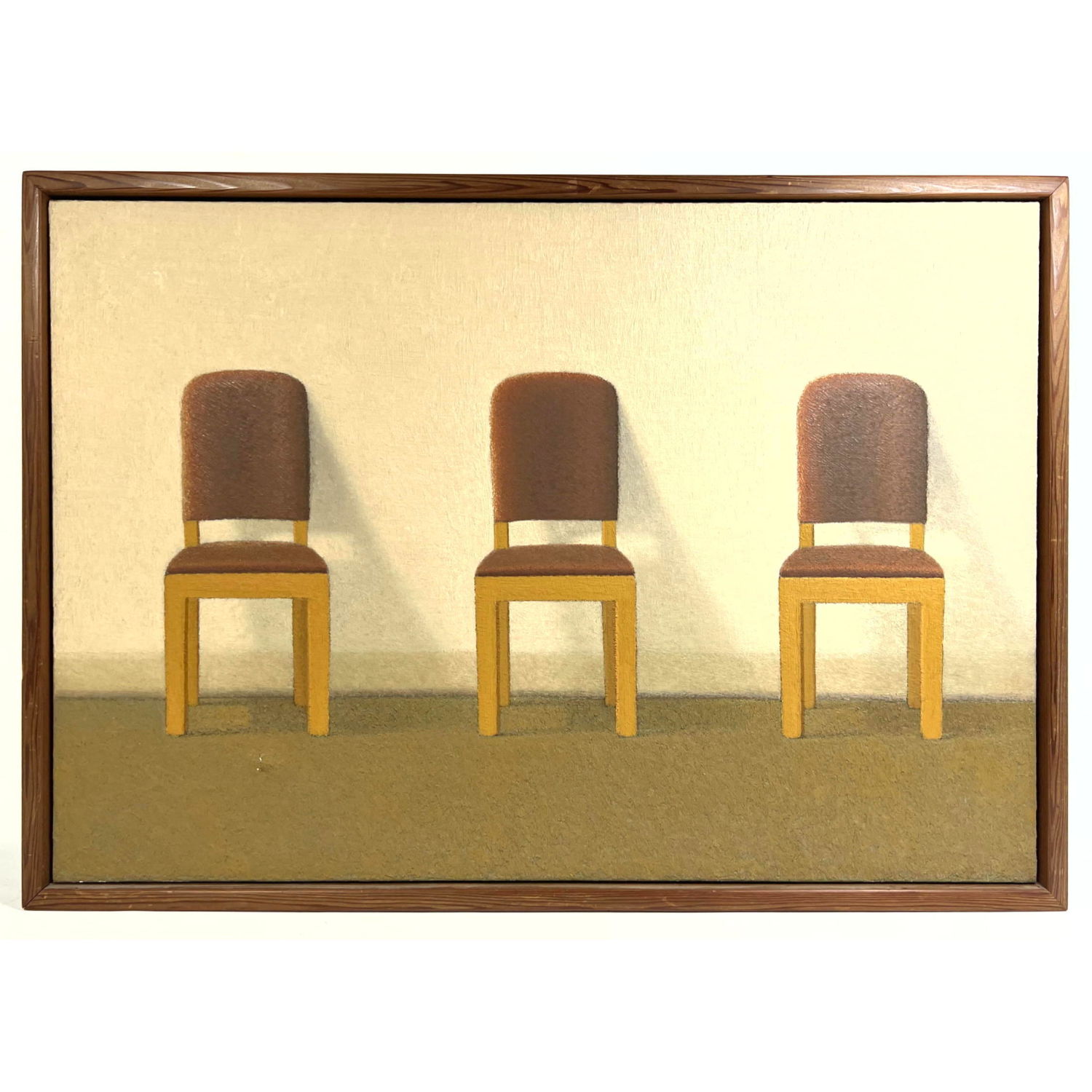 Appraisal: DAVID HOLLOWELL Interior Modernist Painting Three Chairs Oil on Canvas