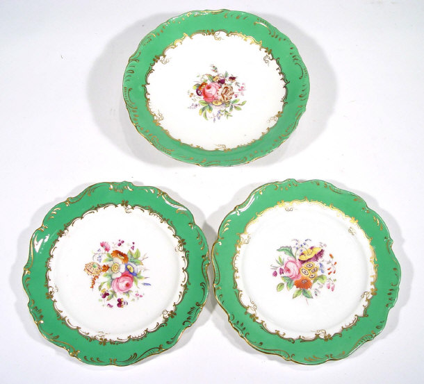 Appraisal: Victorian plate and two serving dishes all hand painted with