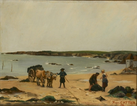 Appraisal: Raymond Cattier French th Century Seaweed Gatherers on the Beach