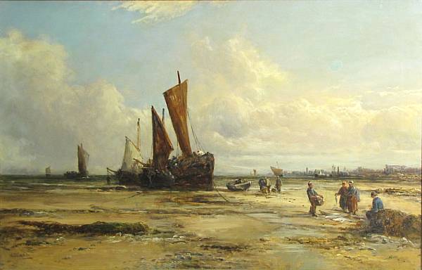 Appraisal: William Edward Webb British - Beach scene with boats and