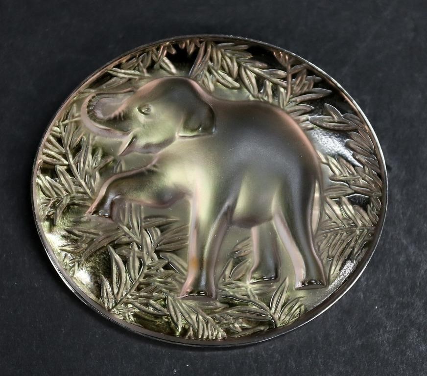 Appraisal: Lalique iridescent frosted glass Elephant brooch W Stamped Lalique France