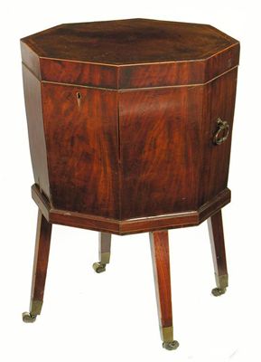 Appraisal: A late George III mahogany octagonal wine cooler the hinged