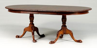 Appraisal: Chippendale style carved mahogany dining table two pedestals each with