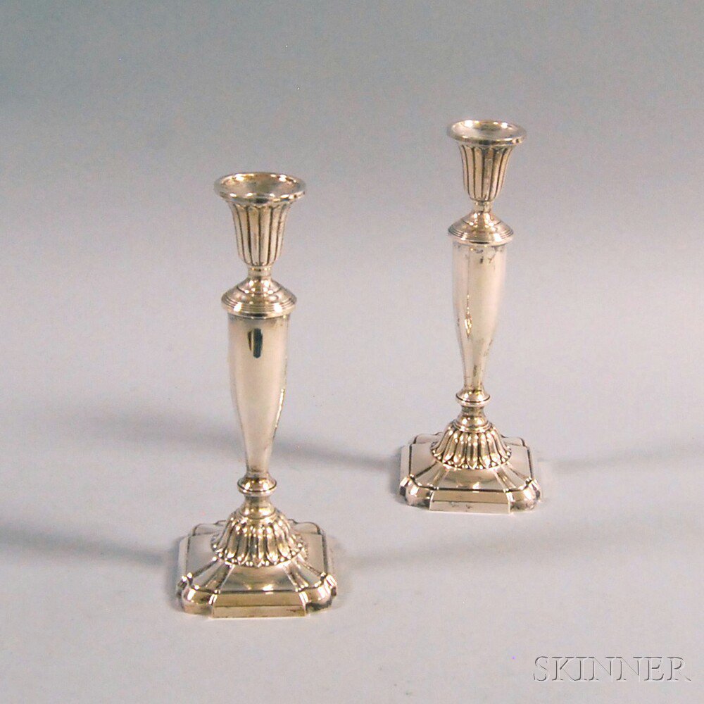 Appraisal: Pair of Towle Weighted Sterling Silver Candlesticks with fluted candle