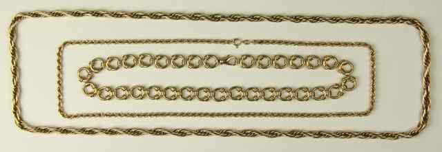 Appraisal: A ct gold rope twist necklet cm long a ct