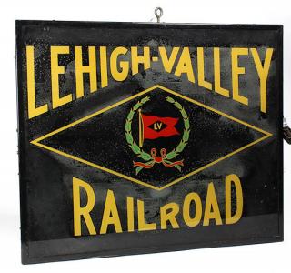 Appraisal: Lehigh-Valley Railroad lighted sign having gilt writing centering a laurel