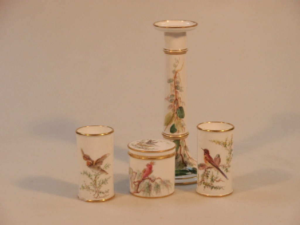 Appraisal: A pair of English porcelain small sleeve vases and a