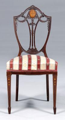 Appraisal: Fine Hepplewhite style side chair delicately carved and marquetry inlaid