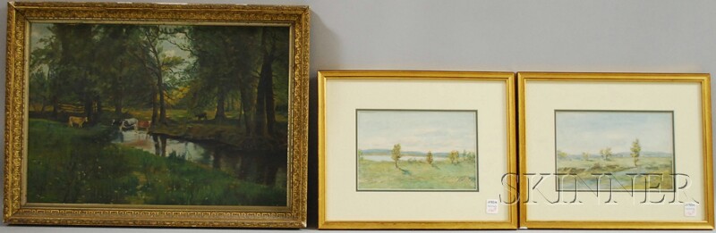 Appraisal: Three Framed American School Works two Horace R Burdick -