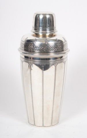 Appraisal: Tiffany Co sterling silver cocktail shaker pattern first half- th