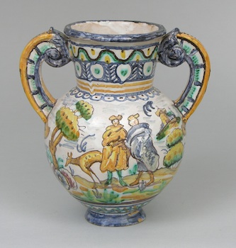 Appraisal: A Spanish Talavera Two Handled Jug ca th th Century