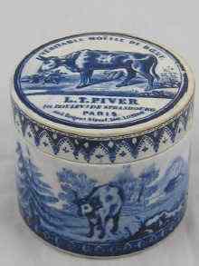 Appraisal: A pictorial pot with lid for L T Piver Paris