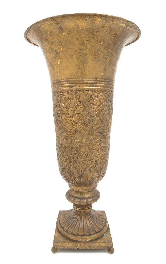 Appraisal: Sale Lot A Neoclassical Gilt Bronze Vase of trumpet form