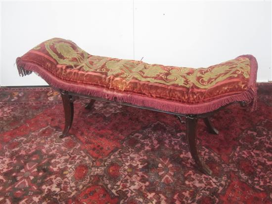 Appraisal: BENCH A th C reeded mahogany framed curved bench on