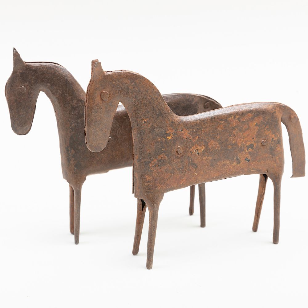 Appraisal: Pair of Folded Sheet Metal Horses x in Condition One