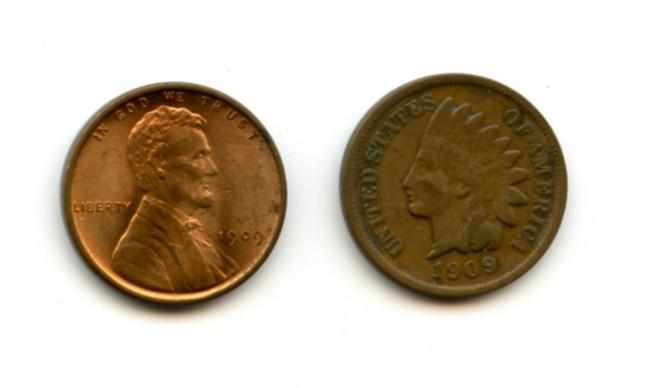 Appraisal: -S Indian Cent and a -V D B Lincoln Cent