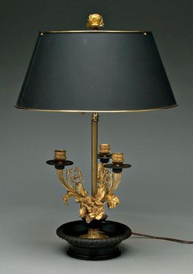 Appraisal: Ormolu-mounted bronze lamp three arms with flowers and leaves emanating