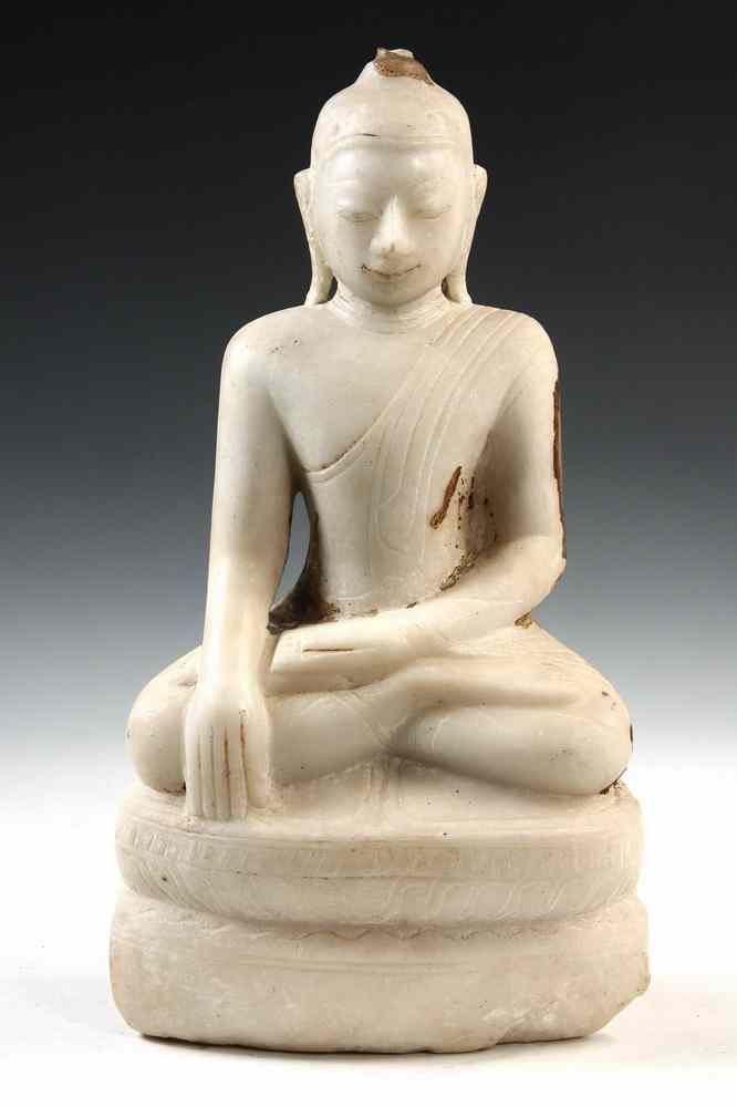 Appraisal: EARLY MARBLE BUDDHA - th c or Earlier White Marble