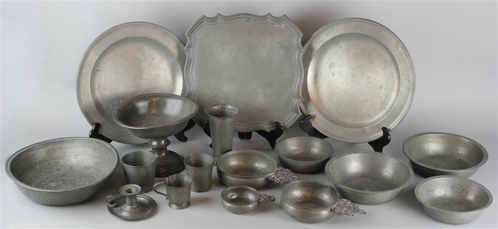 Appraisal: SEVENTEEN PIECES AMERICAN ENGLISH AND CONTINENTAL PEWTER th th and