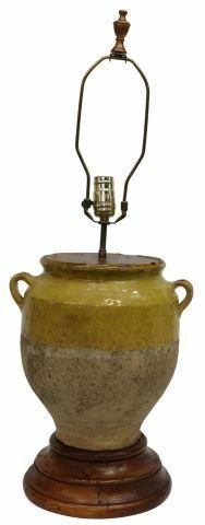 Appraisal: French Provincial handled confit jar now fashioned as a table